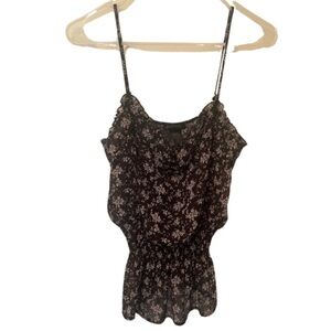 Sam and Max Floral Flowing Tank Top in Black